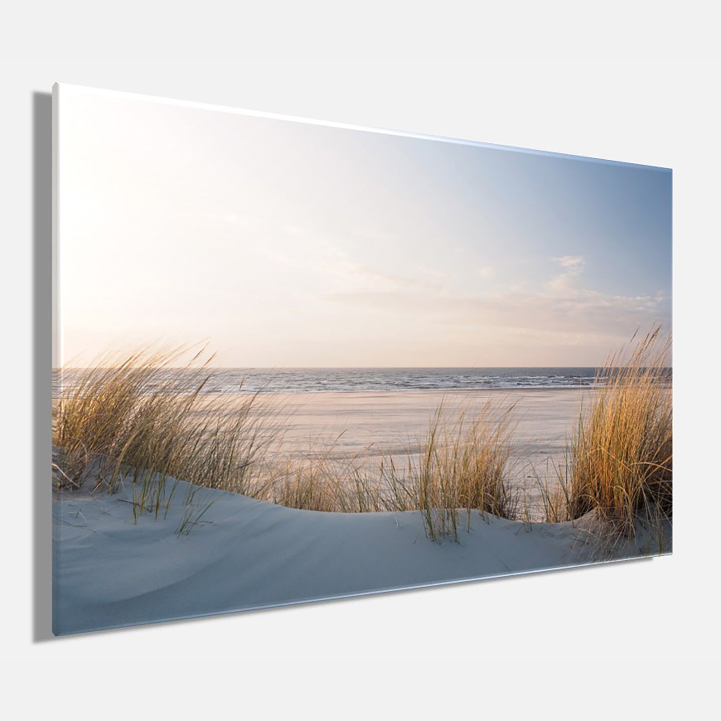 Wandbild DÜNEN, STRAND UND MEER 78x118 cm – Leinwandbild Keilrahmen Deko modern - Seitenansicht