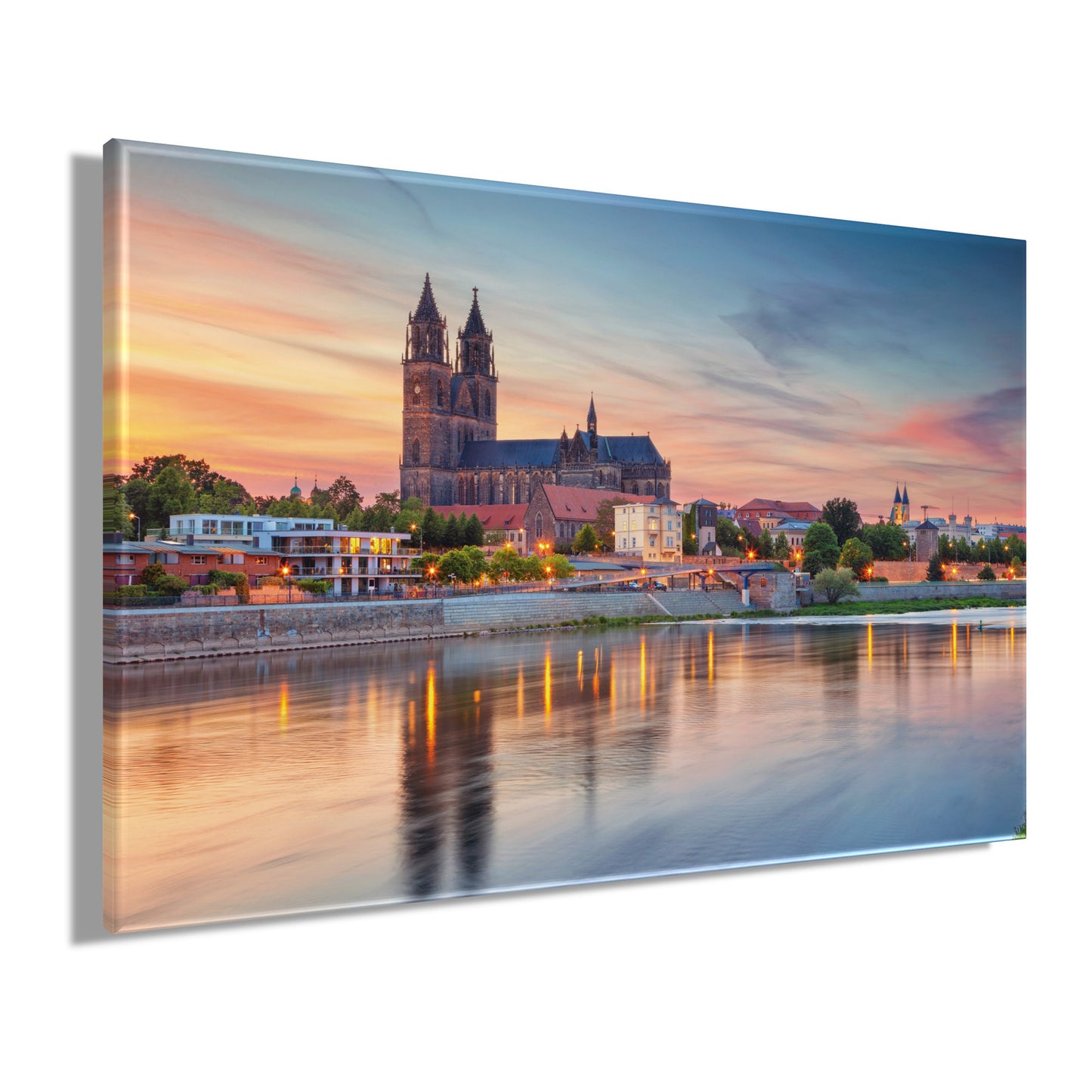 Wandbild MAGDEBURG 78x118 cm – Leinwandbild Keilrahmen Deko modern - Seitenansicht