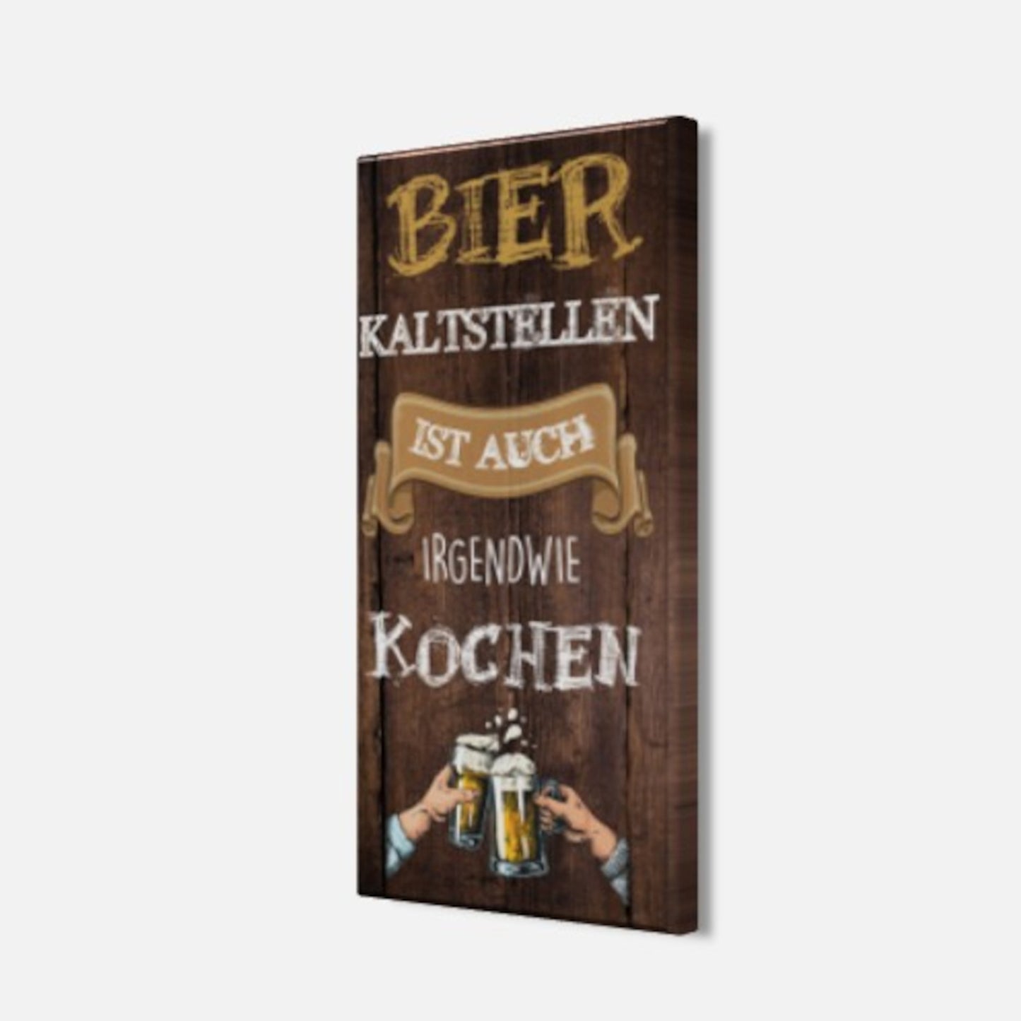 Wandbild BIER 20x40 cm – Leinwandbild Keilrahmen Deko modern - Seitenansicht