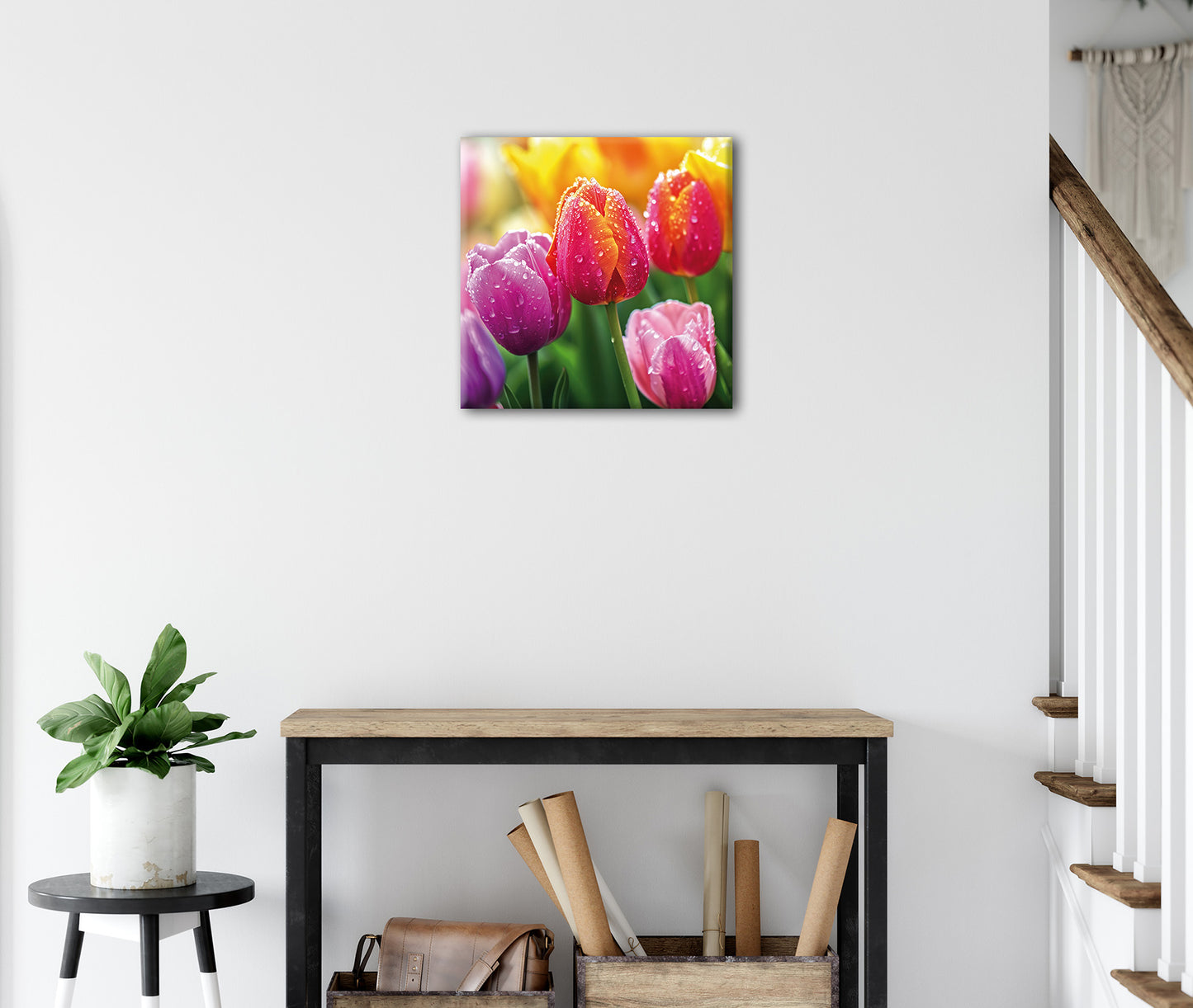 Wandbild TULPEN 35x35 cm – Leinwandbild Keilrahmen Deko modern - Ambiente 3