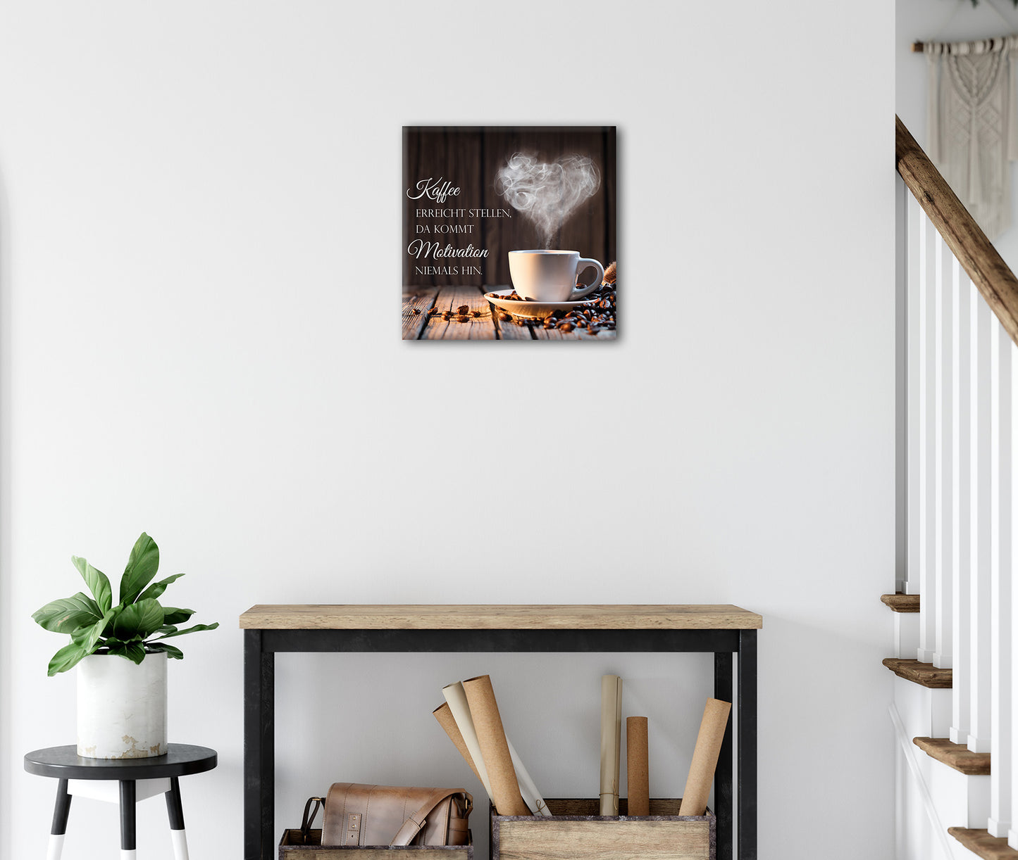Wandbild SPRUCH – KAFFEE 35x35 cm – Leinwandbild Keilrahmen Deko modern - Ambiente 3