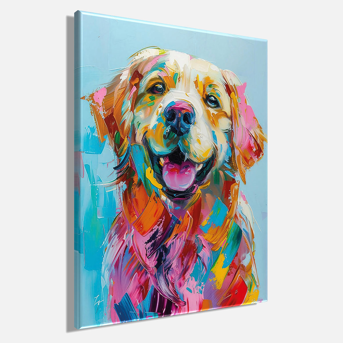 Wandbild HUND GOLDEN RETRIEVER 46x61 cm – Leinwandbild Keilrahmen Deko modern - Seitenansicht