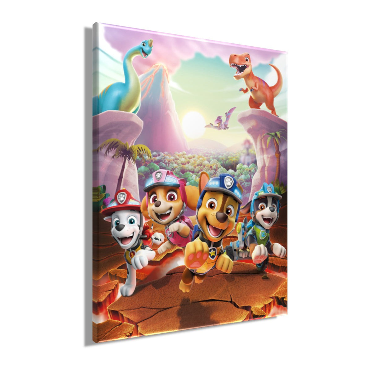 Wandbild DINO RESCUE PAW PATROL 46x61 cm – Leinwandbild Keilrahmen Deko modern - Seitenansicht