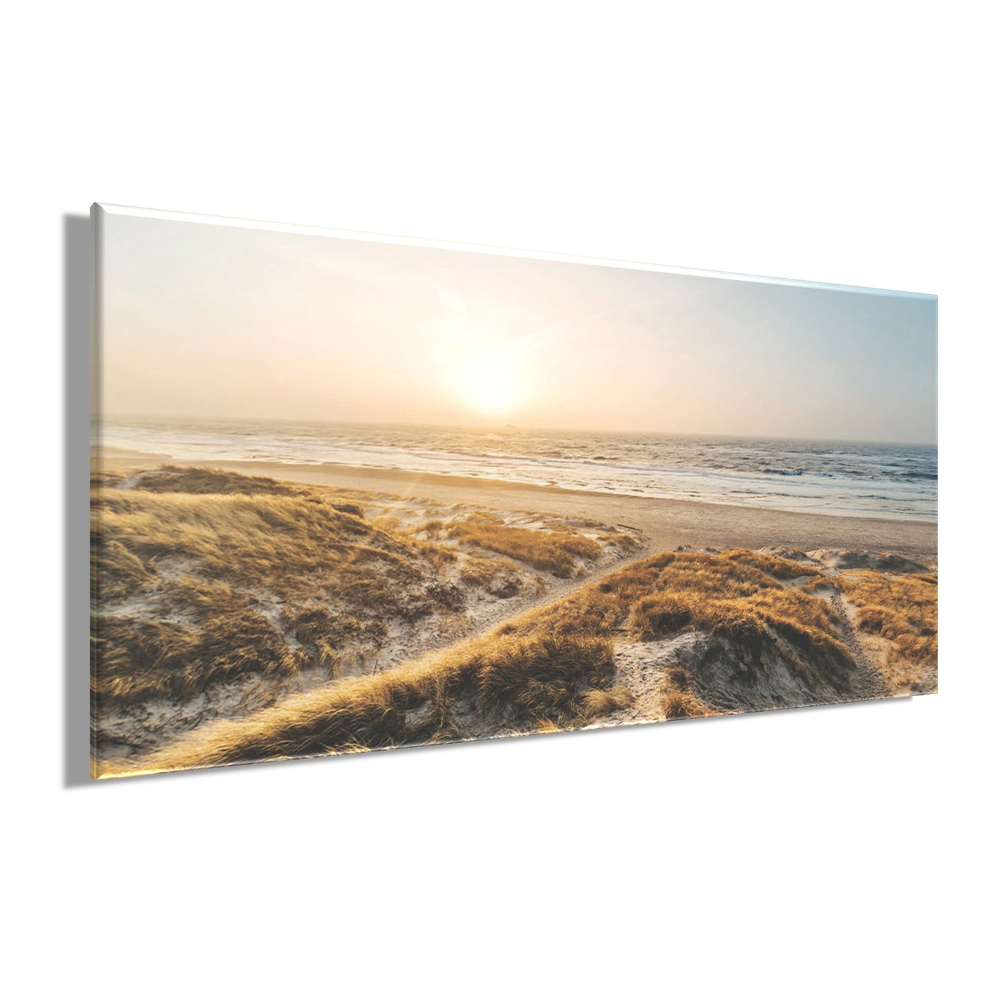 Wandbild STRAND SONNENUNTERGANG 50x100 cm – Leinwandbild Keilrahmen Deko modern - Seitenansicht