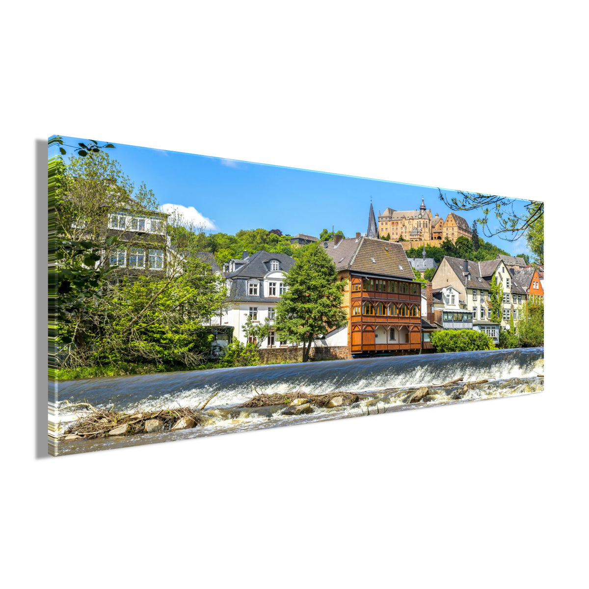 Wandbild MARBURG AN DER LAHN 50x125 cm – Leinwandbild Keilrahmen Deko modern - Seitenansicht