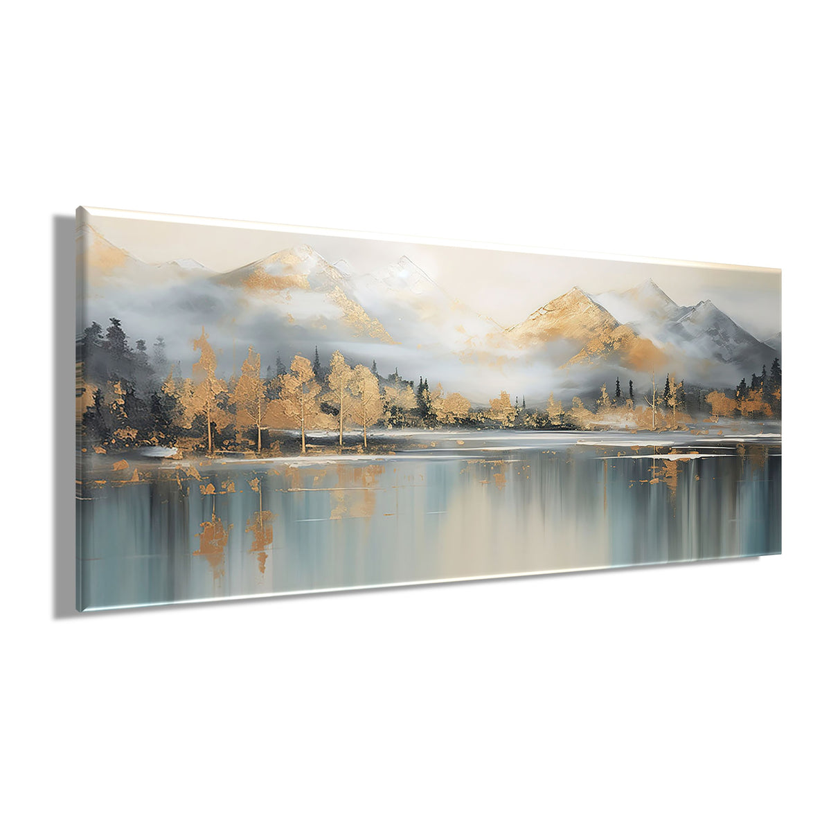 Wandbild BERGE UND SEE XXL 60x140 cm – Leinwandbild Keilrahmen Deko modern - Seitenansicht