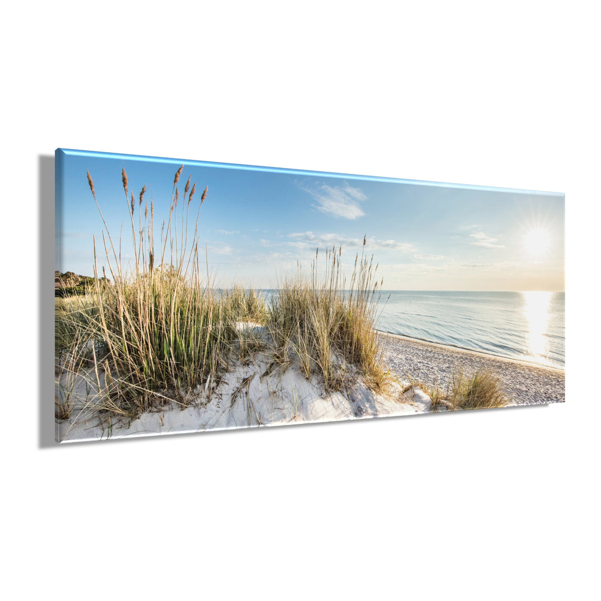 Wandbild STRAND XXL 60x140 cm – Leinwandbild Keilrahmen Deko modern - Seitenansicht