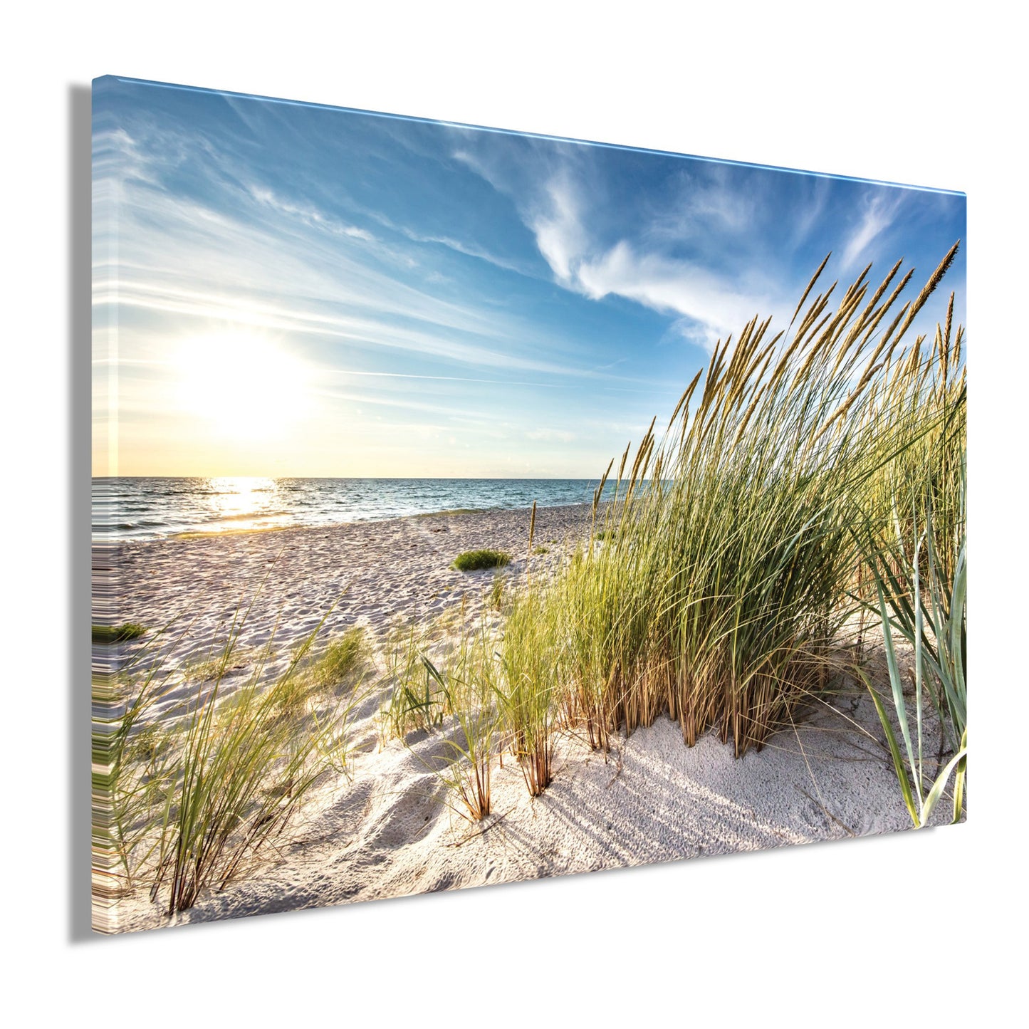 Wandbild STRANDSONNE 60x90 cm – Leinwandbild Keilrahmen Deko modern - Seitenansicht