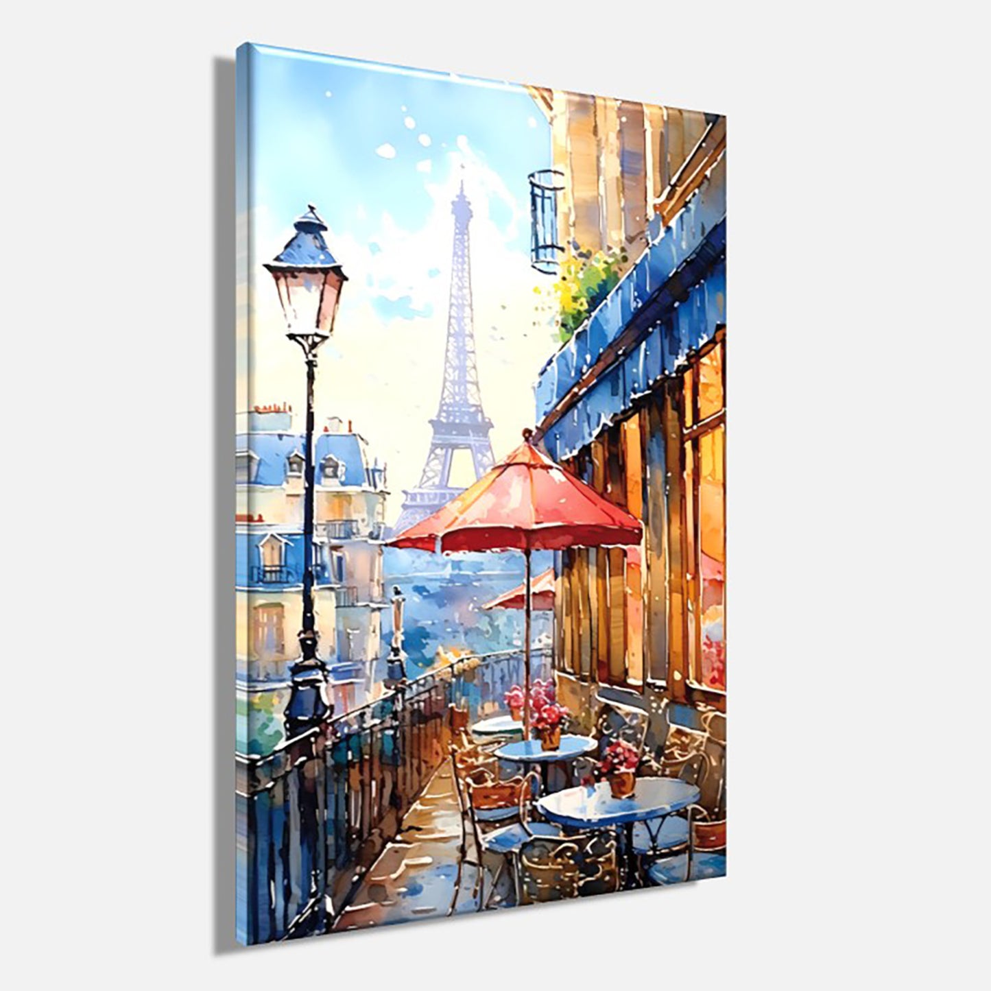 Wandbild CAFE IN PARIS 60x90 cm – Leinwandbild Keilrahmen Deko modern - Seitenansicht