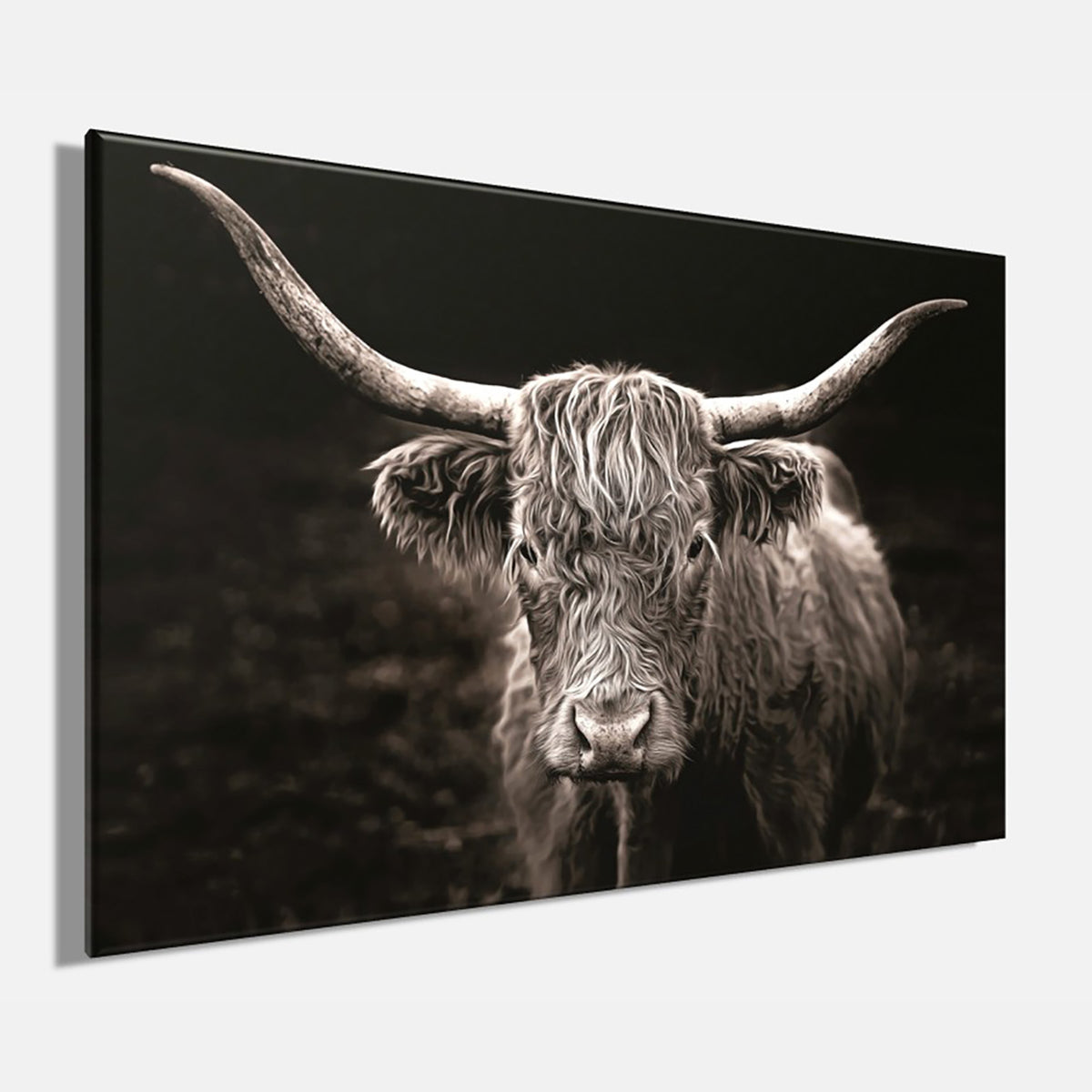 Wandbild HOCHLANDRIND 60x90 cm – Leinwandbild Keilrahmen Deko modern - Seitenansicht