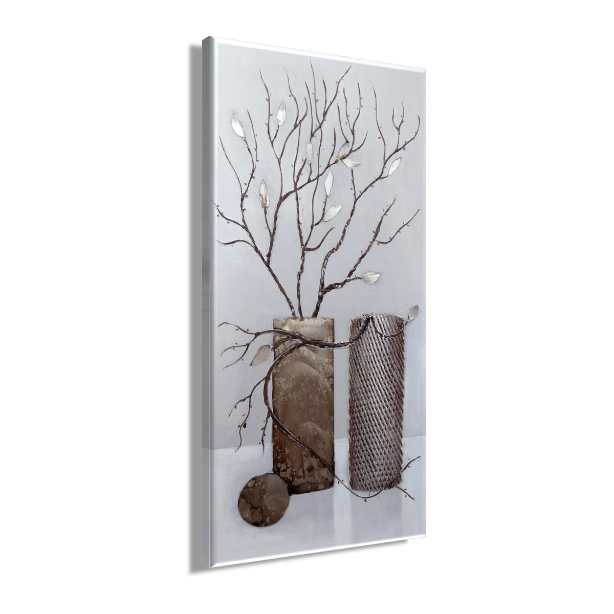 Ölgemälde handarbeit VASE 40x80 cm – Wandbild Kunst Deko modern - Seitenansicht