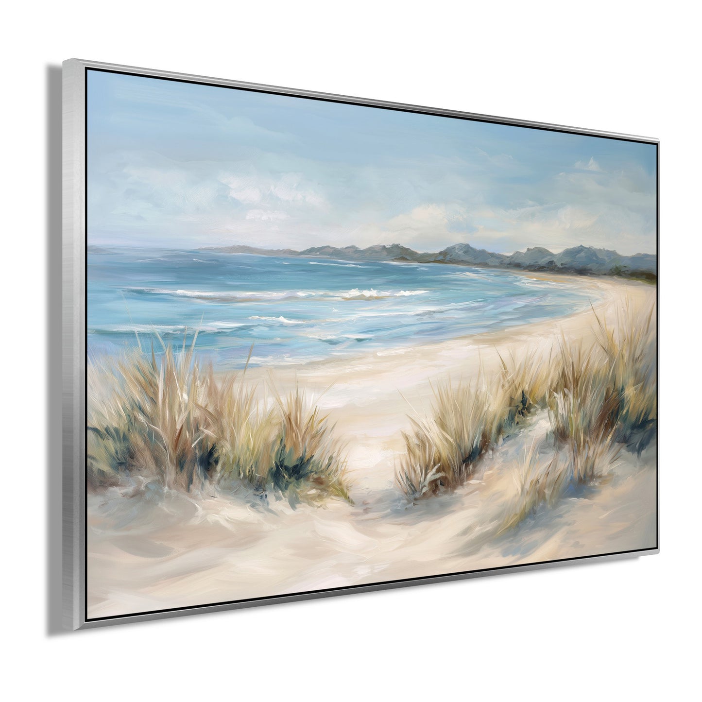 Ölgemälde handarbeit gerahmt STRAND 60x90 cm – Wandbild modern - Seitenansicht