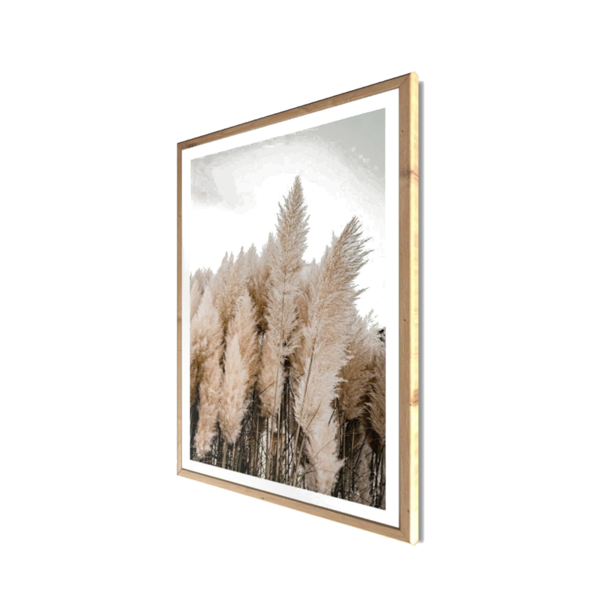 Wandbild gerahmt PAMPASGRAS 50x70 cm – Natürliches Gräsermotiv in Beige - Seitenansicht