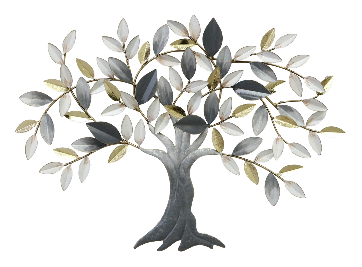 Metallbild BAUM MIT BLÄTTERN 74x51 cm – Deko modern