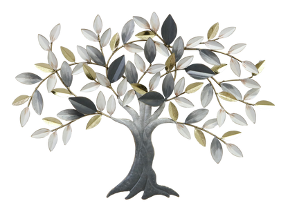 Metallbild BAUM MIT BLÄTTERN 74x51 cm – Deko modern