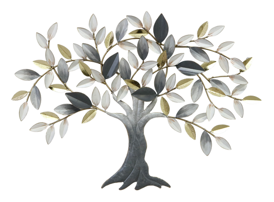 Metallbild BAUM MIT BLÄTTERN 74x51 cm – Deko modern