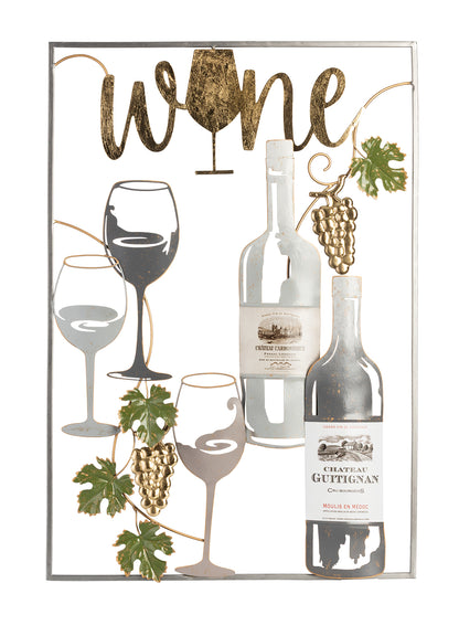 Metallbild WEIN SILBER 51x74 cm – Deko modern