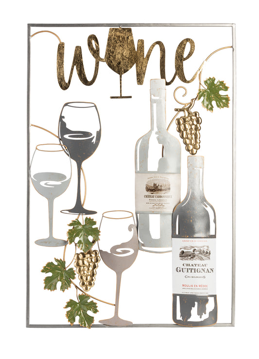 Metallbild WEIN SILBER 51x74 cm – Deko modern