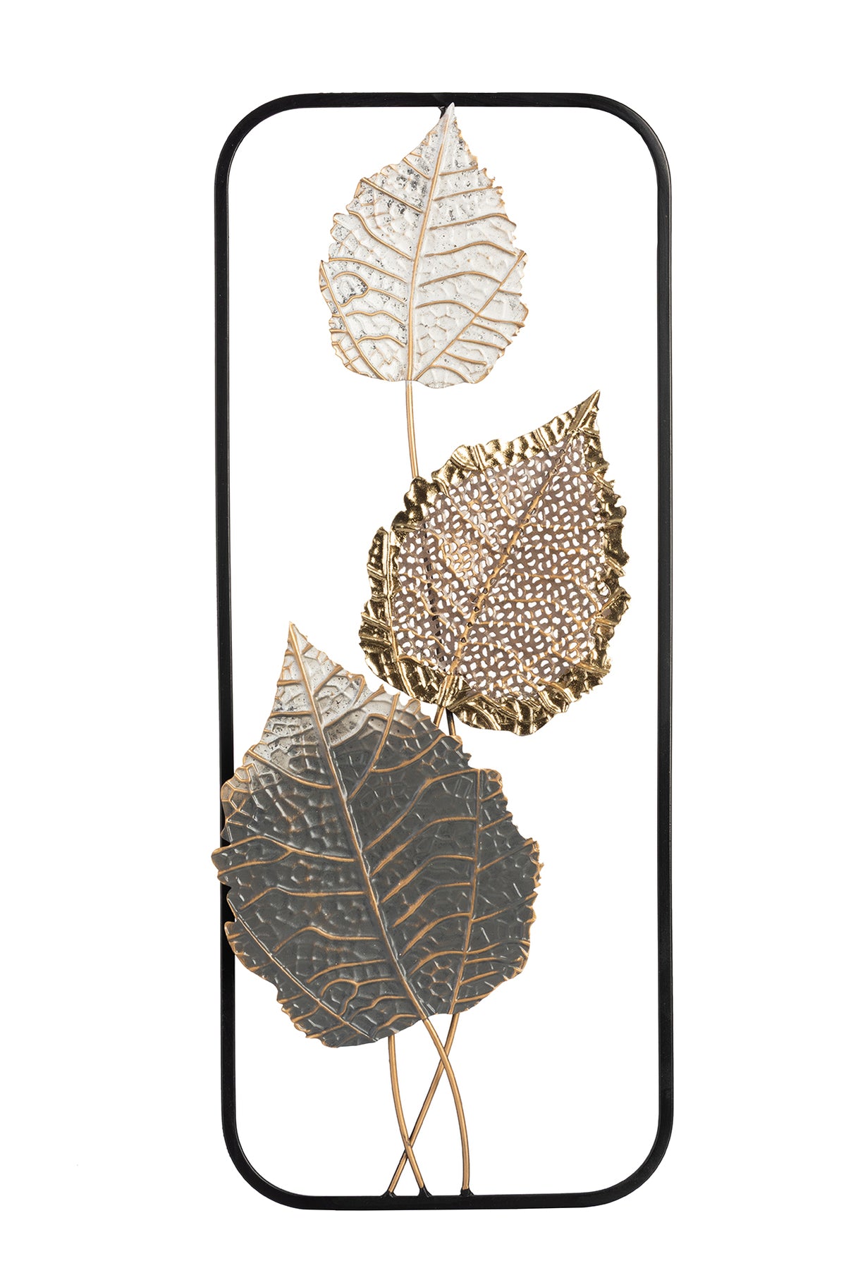 Metallbild BLÄTTER 25x61 cm – Deko modern
