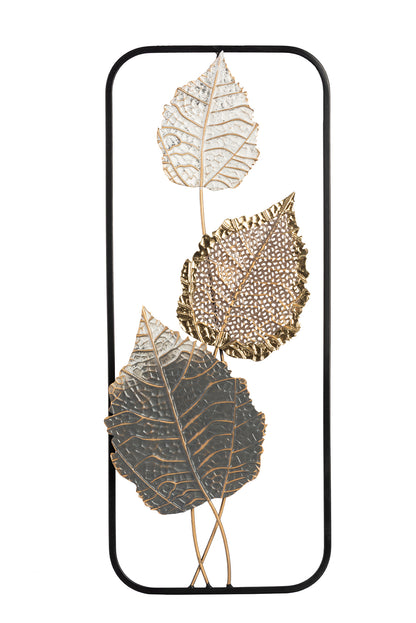 Metallbild BLÄTTER 25x61 cm – Deko modern