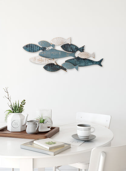 Metallbild ABSTRAKT – FISCHE BLAU 70x30 cm – Deko modern - Ambiente 1