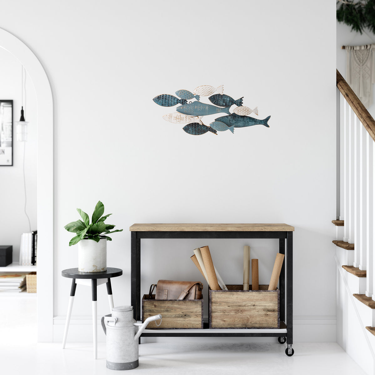 Metallbild ABSTRAKT – FISCHE BLAU 70x30 cm – Deko modern - Ambiente 2