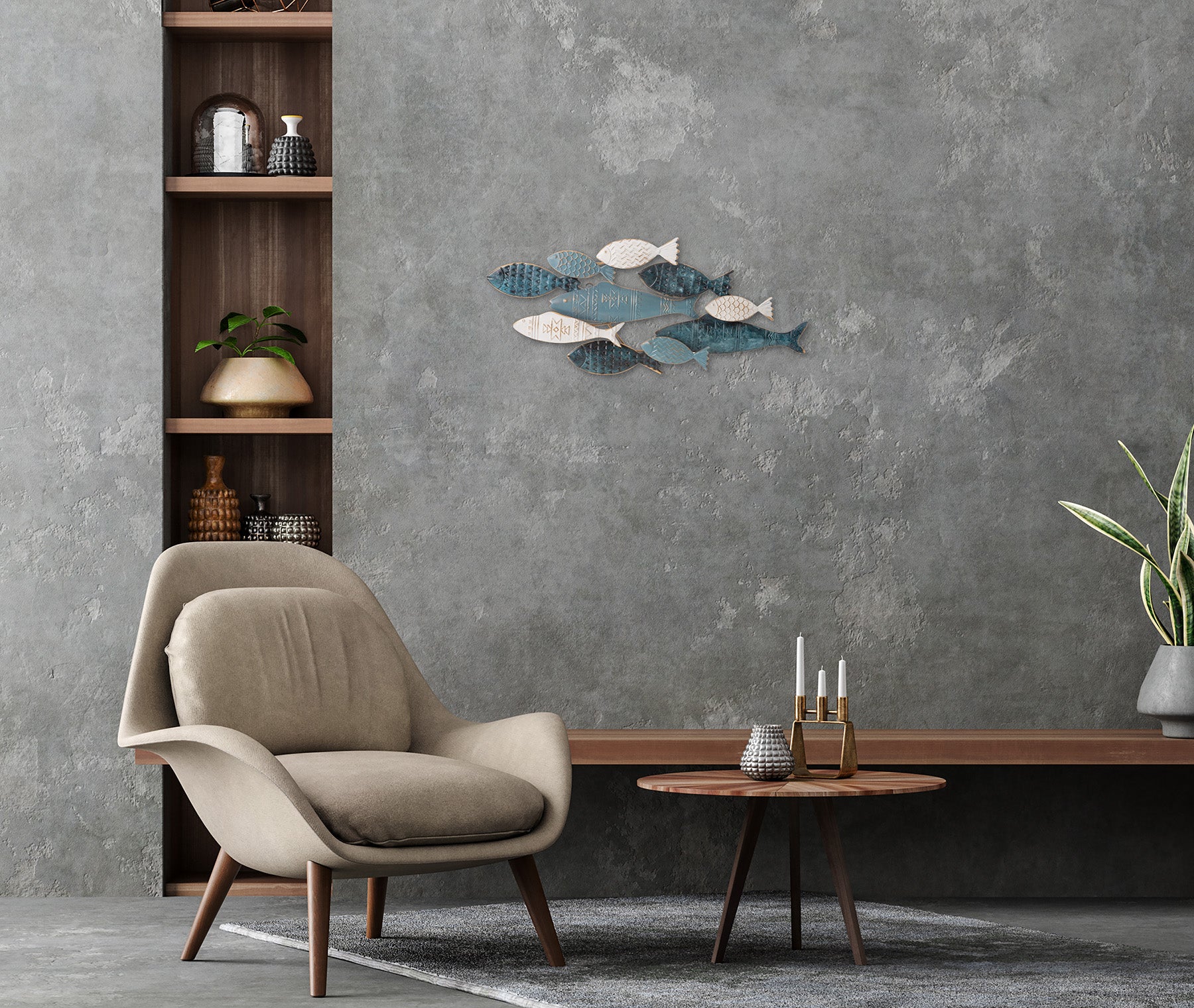 Metallbild ABSTRAKT – FISCHE BLAU 70x30 cm – Deko modern - Ambiente 3