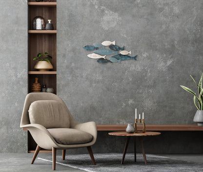 Metallbild ABSTRAKT – FISCHE BLAU 70x30 cm – Deko modern - Ambiente 3