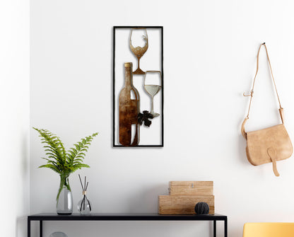 Metallbild WEINFLASCHE UND WEINGLÄSER 25x61 cm – Deko modern - Ambiente 1