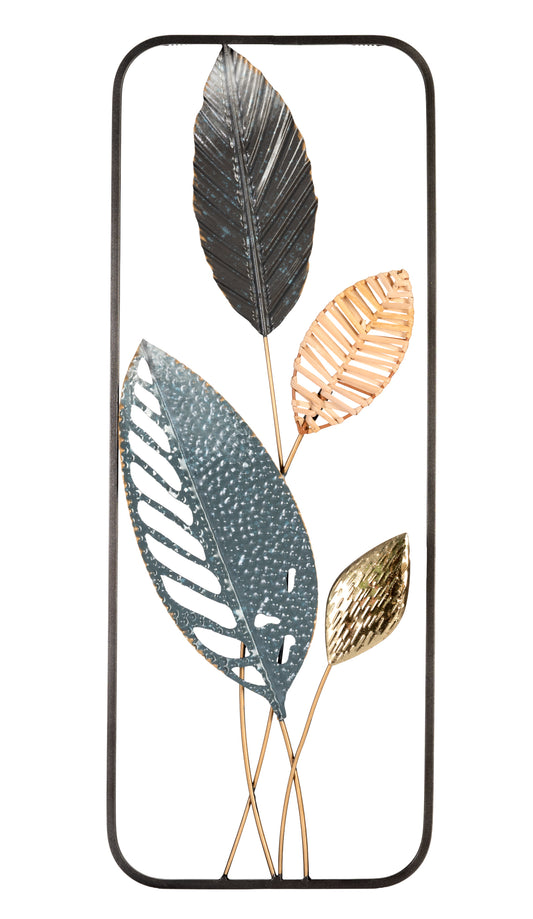 Metallbild BLÄTTER 29x74 cm – Deko modern