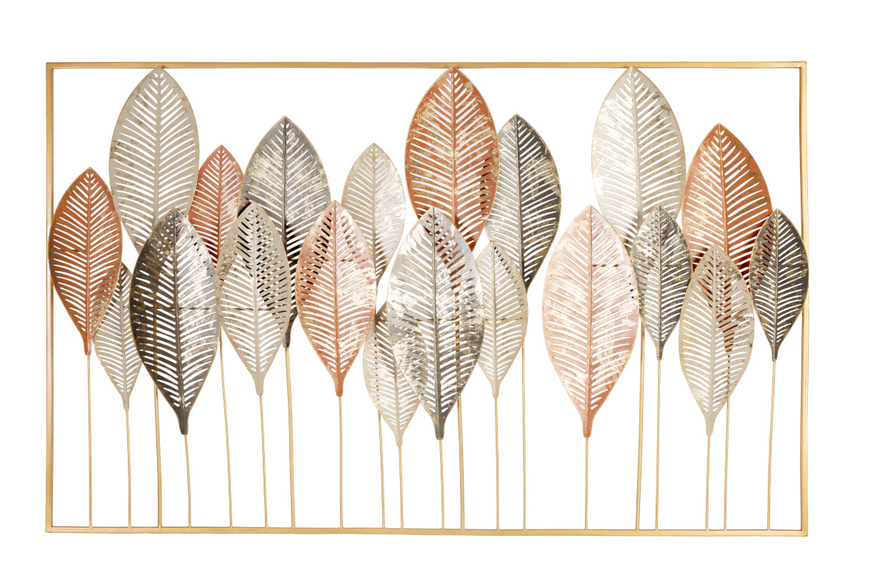 Metallbild HERBSTSTIMMUNG, VERSCHIEDENE BLÄTTER 122x76 cm – Deko modern