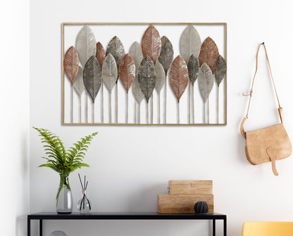 Metallbild HERBSTSTIMMUNG, VERSCHIEDENE BLÄTTER 122x76 cm – Deko modern - Ambiente 1