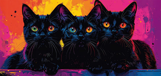 Wandbild BUNTE KATZE 33x70 cm – Leinwandbild Keilrahmen Deko modern