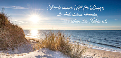 Wandbild STRAND MIT SPRUCH 33x70 cm – Leinwandbild Keilrahmen Deko modern