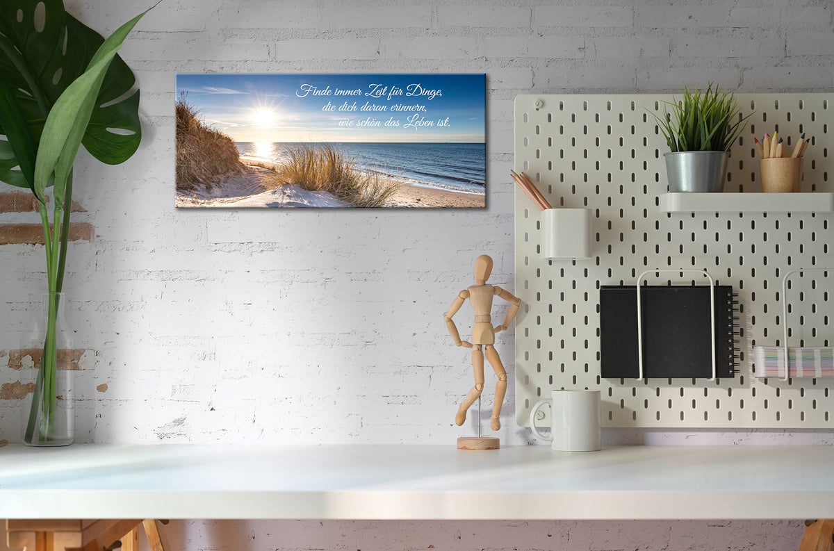 Wandbild STRAND MIT SPRUCH 33x70 cm – Leinwandbild Keilrahmen Deko modern - Ambiente 2