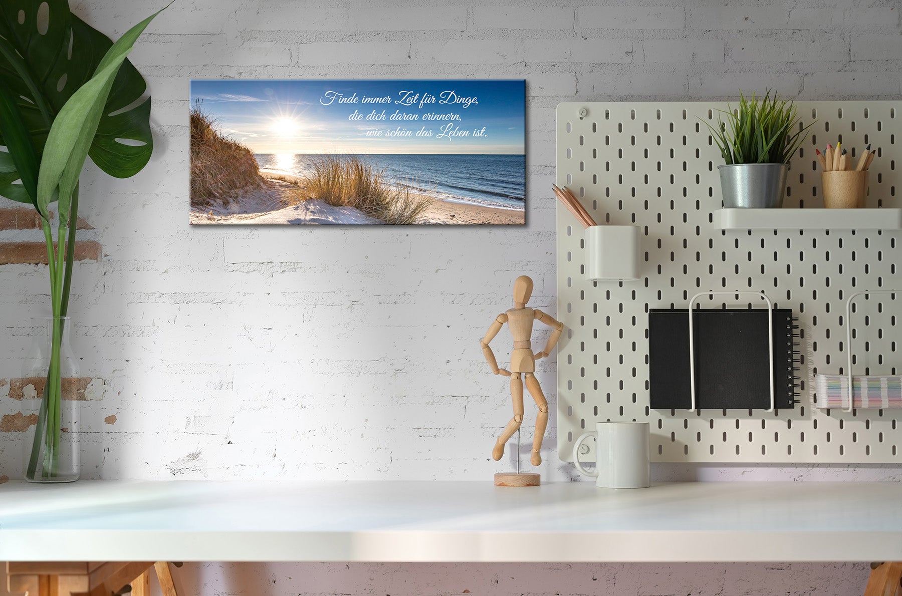 Wandbild STRAND MIT SPRUCH 33x70 cm – Leinwandbild Keilrahmen Deko modern - Ambiente 2