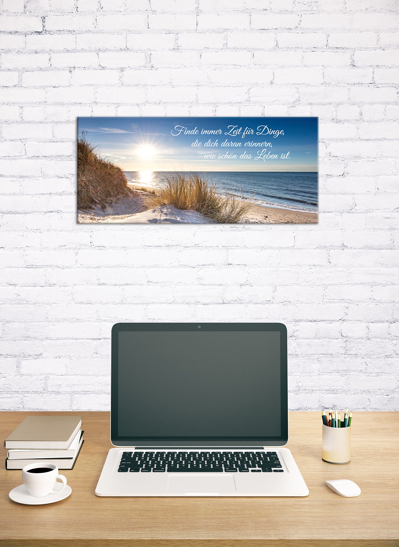 Wandbild STRAND MIT SPRUCH 33x70 cm – Leinwandbild Keilrahmen Deko modern - Ambiente 3
