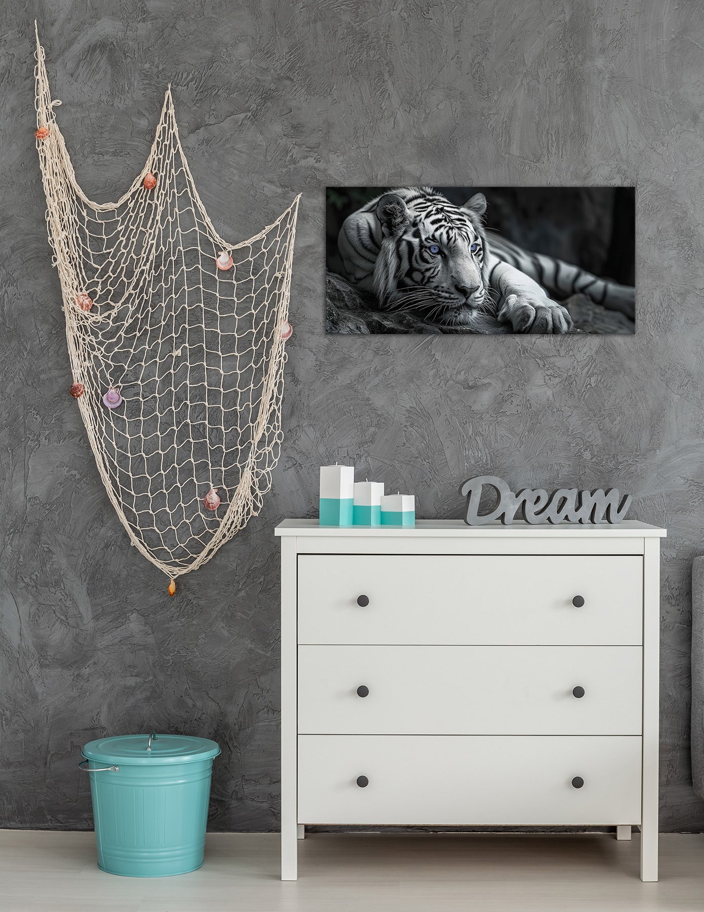 Wandbild TIGER 33x70 cm – Leinwandbild Keilrahmen Deko modern - Ambiente 1