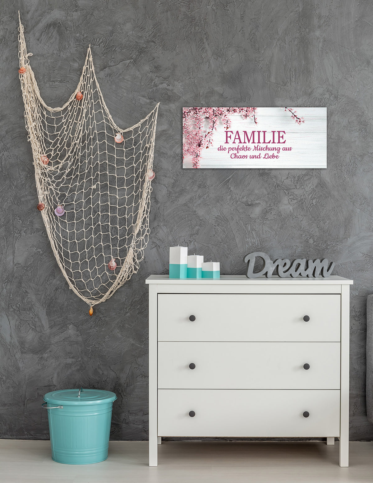 Wandbild SPRUCH FAMILIE 33x70 cm – Leinwandbild Keilrahmen Deko modern - Ambiente 1