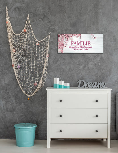 Wandbild SPRUCH FAMILIE 33x70 cm – Leinwandbild Keilrahmen Deko modern - Ambiente 1