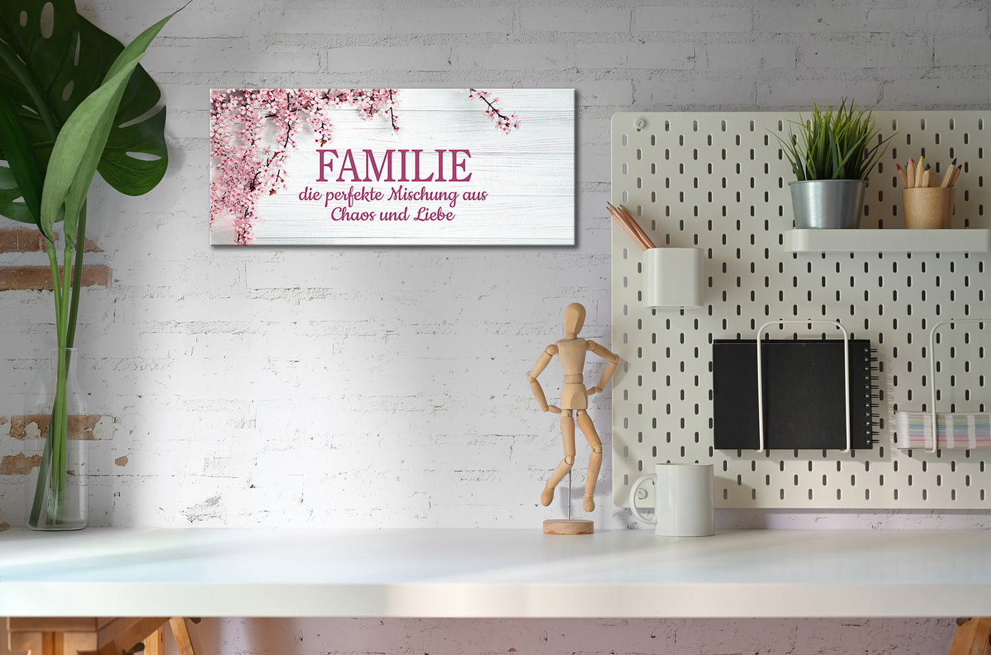 Wandbild SPRUCH FAMILIE 33x70 cm – Leinwandbild Keilrahmen Deko modern - Ambiente 2