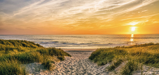 Wandbild WEG ZUM STRAND 33x70 cm – Leinwandbild Keilrahmen Deko modern