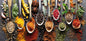 Wandbild GEWÜRZE AUF LÖFFELN 33x70 cm – Leinwandbild Keilrahmen Deko modern