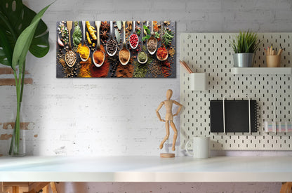 Wandbild GEWÜRZE AUF LÖFFELN 33x70 cm – Leinwandbild Keilrahmen Deko modern - Ambiente 2