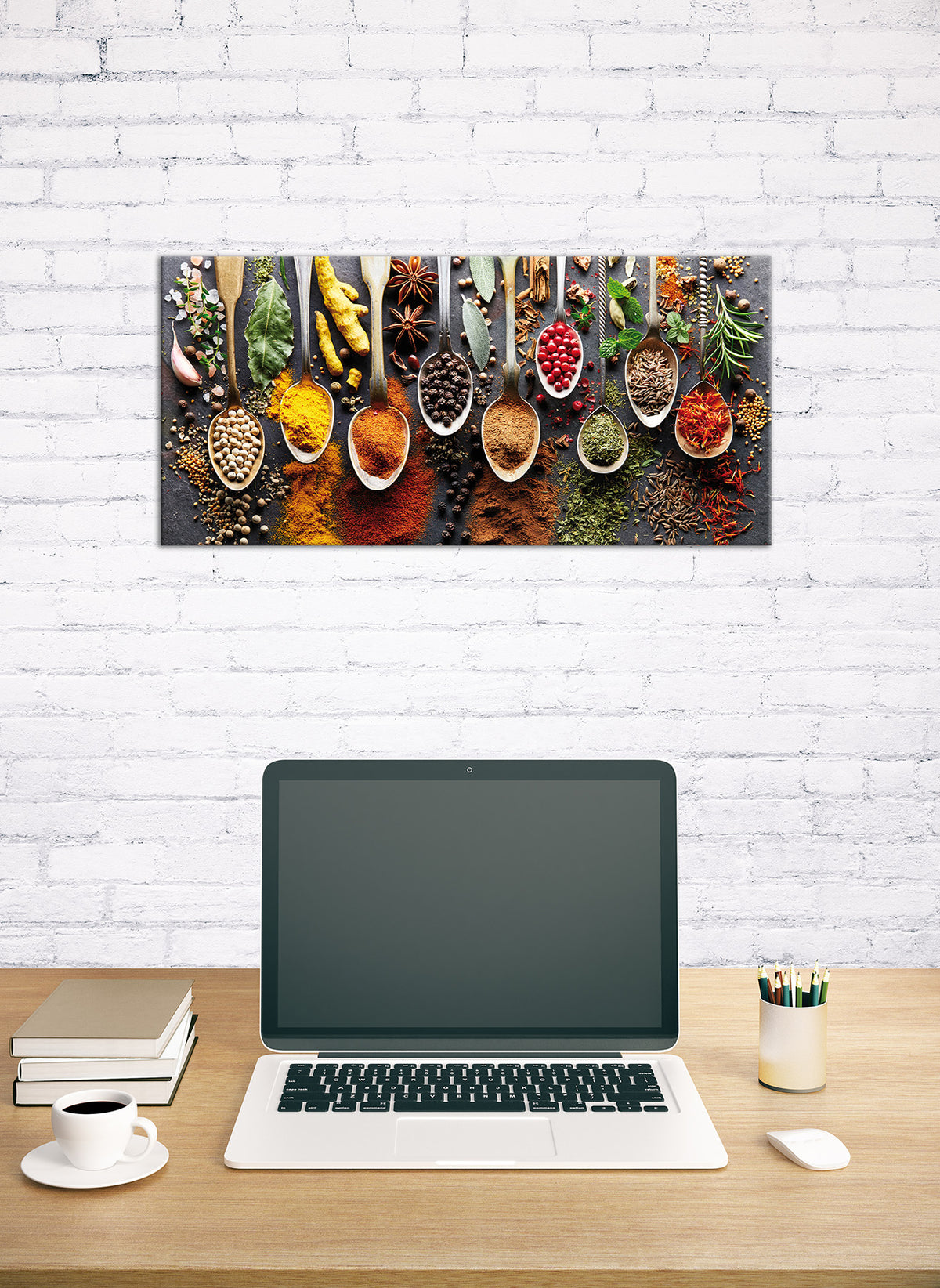 Wandbild GEWÜRZE AUF LÖFFELN 33x70 cm – Leinwandbild Keilrahmen Deko modern - Ambiente 3