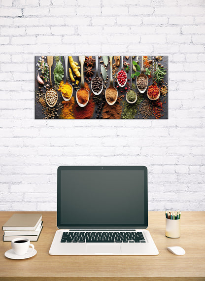 Wandbild GEWÜRZE AUF LÖFFELN 33x70 cm – Leinwandbild Keilrahmen Deko modern - Ambiente 3