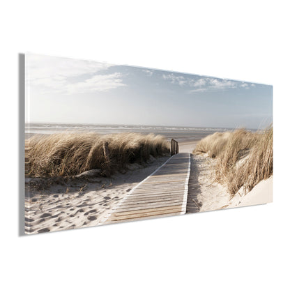 Wandbild WEG ZUM STRAND 33x70 cm – Leinwandbild Keilrahmen Deko modern - Seitenansicht