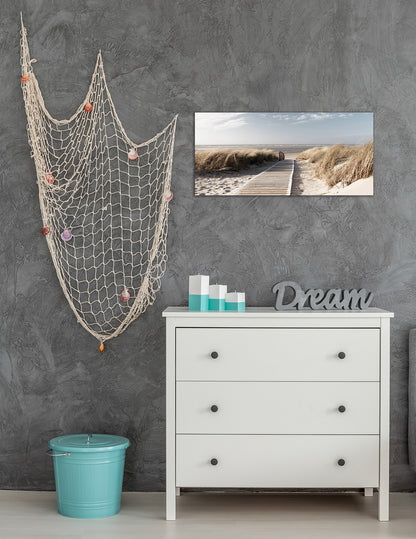 Wandbild WEG ZUM STRAND 33x70 cm – Leinwandbild Keilrahmen Deko modern - Ambiente 1