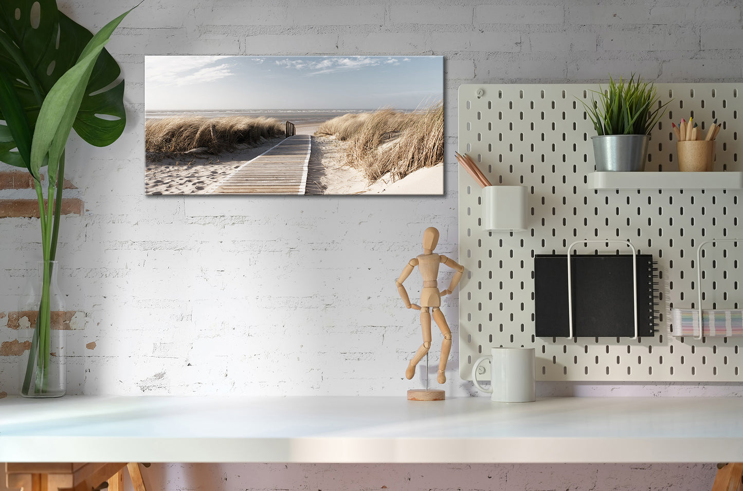 Wandbild WEG ZUM STRAND 33x70 cm – Leinwandbild Keilrahmen Deko modern - Ambiente 2