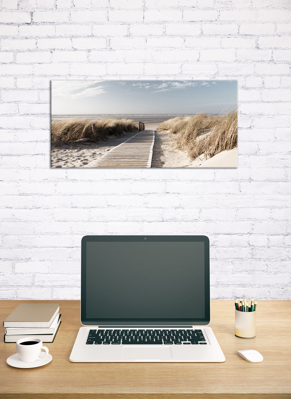 Wandbild WEG ZUM STRAND 33x70 cm – Leinwandbild Keilrahmen Deko modern - Ambiente 3